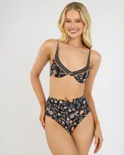 [Roxy] Roxy Women's Kerala Underwire Elongated Bikini Top in Anthracite Size Small S Anthracite