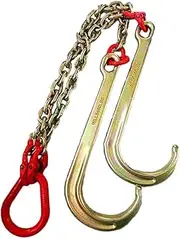 Obstacle car 4T/5T Transport Tow Chain - J Hooks Towing Chain Bridle and Grab Hooks, Galvanized Transport Chains with Grab Hooks On End - Double Head, for Car Wrecker Recovery Breakdown car(5t)