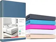 UNIVERSEL Cotton & Jersey Fitted Sheet - Premium Comfort in Navy Blue for 180cm Mattress Width