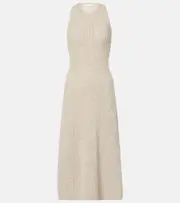 [Max Mara] Max Mara Uccio linen and cotton maxi dress UK 18 beige