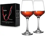 Red Wine Glasses Lead-Free Glass Set of 2- Premium Glass Wine Glasses Hand Blown-420ML,Thin Rim,Long Stem,Perfect for Red or White,Daily Use,Unique Wedding Anniversary or Birthday Gift (420ML)