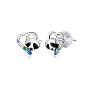 Lovely Raccoon Stud Earrings Silver plating Colorful Small Earrings for Women Jewelry