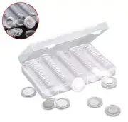 100pcs Coin Storage Box Case Capsules Holder Clear Plastic Round Coins Container