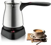 Stainless Steel Electric Coffee Pot, 600W Turkish Coffee Maker with Rotational Base, LED Indicator Light, Capacity 250ml up to 500 ml, Portable Travel Household Electric Coffee Pot
