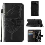 For Google Pixel 9 5G Case, PU Leather Wallet Butterfly Cover, Black