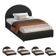 ALFORDSON Bed Frame with Gas Lift Storage, King Single Size Bed Base with Padded Headboard, Howell Mattress Foundation for Bedroom, Apartment, Living Room and Office, Black PU Leather