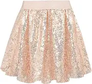 [BALAYSIER] Glitter Skirt Girls Sequin Skirt with Lining Children's Fringe Skirt Suitable for 6-12 Years, Champagne Colour, 10 Years