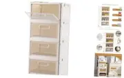 4 Tier Stackable Storage Bins, 23QT Storage Containers, Clear Milky White-4pack