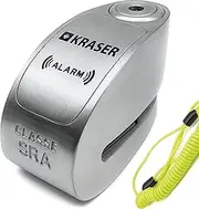 KRASER KR14S Alarm Disc Lock Homologated SRA, Alarm ON/Off 120dB Optional, Double Locking ø14mm, High Security Anti-Picking Lock, Stainless Steel, Anti Theft Wheel Brake Lock for Scooter Motorcycle