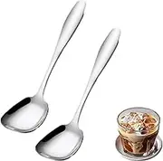Arithmeticn Square Head Stainless Steel Spoons,Square Head Stainless Steel Spoons, Yogurt Spoons,Dinner Spoons, Rice Spoons, Flat Square Spoons (one Size,2Pcs)