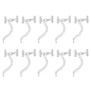 20Sets Slide on End Clasps, 13mm Tube Slider Crimp Cord Ends, Silver White