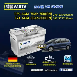 CS車材-VARTA 華達電池 VW SHARAN 14年後 N70 N80 E39 F21 EFB AGM 代客安裝