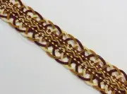 SCALAMANDRE BURGUNDY GOLD CREAM "PALLADIO" FRENCH PASSEMENTERIE OPEN SCROLL TRIM