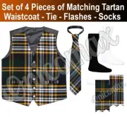 Tartan Kilt Vest for Men SCOTTISH Waistcoat Bias Cut 5 Button Flashes Tie Socks