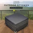 LONDON RATTAN Outdoor Ottoman Modular Wicker 1 Seater Lounge Furniture Grey