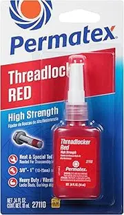 Permatex High Strength Threadlocker, Red, 10 ml