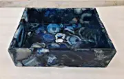 15x11x5 Blue Agate Wash Basin Rectangular Sink Handmade Geode Stone Decor