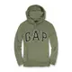 美國百分百【全新真品】GAP 帽T 上衣 外套 長袖 連帽 LOGO 貼布 軍綠 深灰字 現貨 男 XS S號 E461