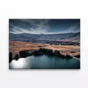 Lake Nestled Among Hills Print 100% Australian Made 90 x 60cm (Stretched)