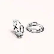 Solid 925 Sterling Silver Hoops of Chunky Chains Earrings
