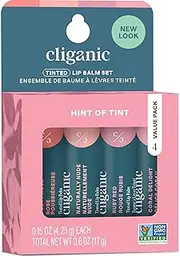 [Cliganic] Tinted Lip Balm - Non-GMO, 4 Colors - Enriched with Vitamin E, Cruelty Free