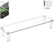 Worown Acrylic Riser Shelf, Single Tier Clear Display Stand, Clear Riser Display Shelf for Cupcake,Trophy, Perfume, Figures, Cosmetics, Jewelry, Collections and Party Desserts