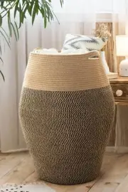 Goodpick Tall Laundry Hamper | Woven Jute Rope Dirty Clothes Hamper Modern Ha...