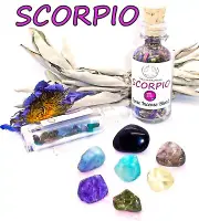 SCORPIO Zodiac Gift Set of Roller Bottle + Crystals + Incense ~ Astrology Wicca