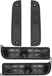 CLZCNQLX Left Right Side Signal Lamp Compatible for Jeep XJ 1997-2001 1998 1999 2000 Combo Cystal Clean Smoke Bumper Corner Side Marker Lamps Set(Smoke)