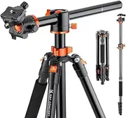 K&F Concept Camera Tripod 73 inch /186cm,Transverse Center Column Aluminium DSLR Tripod with 360 Degree Ball Head 10kg Load Capacity,Quick Release Plate,Detachable Monopod T255A3+BH-28L