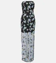 [Rotate] Rotate Floral mesh tube dress AU 16 black