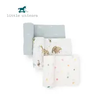 在飛比找PChome24h購物優惠-美國 Little Unicorn 純棉紗布巾三入組 動物派