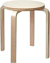 &NE NEO-321-NA Round Stacking Stool, Natural, Round Chair, Wooden Stool, Rounding, Diameter 13.8 x Height 17.7 inches (35 x 45 cm), Stool Chair, Compact, Stylish, Entryway, Living Room, Side Desk,