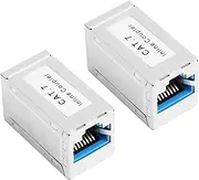 RJ45 Coupler Cat7 Shielded Ethernet Coupler RJ45 Female Shielded LAN Coupler 8P8C Ideal Ethernet Expansion Adapter Connector Compatible to CAT5/CAT5e/CAT6 (Pack of 2)