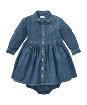 denim shirt dress and bloomers set 6,18 Indigo