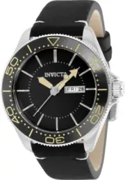 Invicta Pro Diver Gold 38657 Quartz 42Mm Black Leather Date Men's Watch