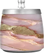 Marble Blush White Stainless Steel Home Ashtray with Lid for Home Garden Office, Cool Smokeless Outdoor Tabletop Ashtray for Cigarette Smokers