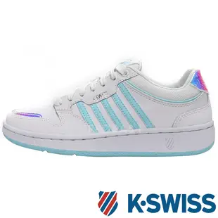 K-SWISS 96996-192 白X水藍 City Court 皮質休閒運動鞋【特價出清】008K 免運費加贈襪子