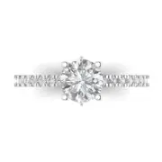 1.64ct Round Cut Accent Bridal Statement Wedding Anniversary Ring 14K White Gold