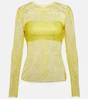 [Giuseppe di Morabito] Giuseppe di Morabito Crystal-embellished mesh top XS/S yellow