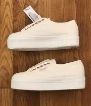 Womens, Superga, 2790 Platform Tennis Shoes, White/ Rose Gold, Canvas, 8.5, 39.5