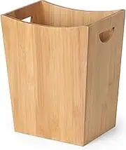 MOOACE Bamboo Trash Can Wastebasket, 2 Gallon Small Garbage Can Waste Basket Recycling Bin Container for Bedroom, Bathroom, Kitchen, Office