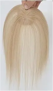 Human Hair Toppers for women, 5x5 cm Clip in Bangs Toppers for Thinning Hair, Cover Hairpiece with Silk Base(Honey Blonde)