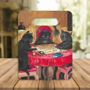 Ceramic Trivet RYTA Halloween art black cat wall hanger hot plate Ouija spirit