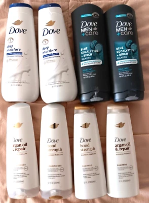 Dove Men Body Face Wash Shampoo Conditioner Lot Argan Bond Strength Deep Repair