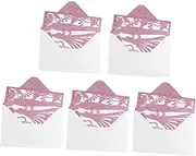 ABOOFAN 5pcs Invitation Cover Handmade Party Romantic Invitation Cards Foldable Message Card Wedding Invites Party Decorations Wedding Decorations Bride Pink Paper