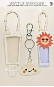 NEW 3 Bottle Bundles Cloud/Sun Lip Balm Holder -Key Chain- Hand Sanitizer Holder
