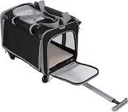 Pet Carrier with Wheels, Breathable Foldable Dog Cat Carrier for Medium Cats, Small Dogs, Travel Rolling Cat Carrier Bag with Telescopic Handle, Shoulder Strap and Pet Strollers