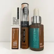 Makeup Lot of 3, Maybelline Green Edition Tinted Oil, Super Stay Concealer, L’Or