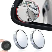 2Pcs Blind Spot Car Mirror, 2 inch Reusable Round HD Glass Convex 360° Wide Angle Side Rear View Mirror with Sucker for Cars SUV and Trucks(Silver)